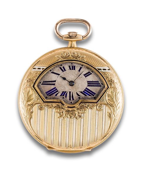 SABONETA ART DECO POCKET WATCH, YELLOW GOLD