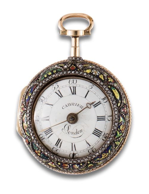 CABRIER POCKET WATCH, LONDON, IN GOLD, ENAMELS AND DIAMONDS