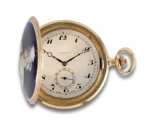 RELOJ DE BOLSILLO SABONETA J.W.BENSON DE ORO Y ESMALTES