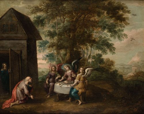 ATRIBUÍDO A FRANS FRANCKEN II, "Abraham se arrodilla delant