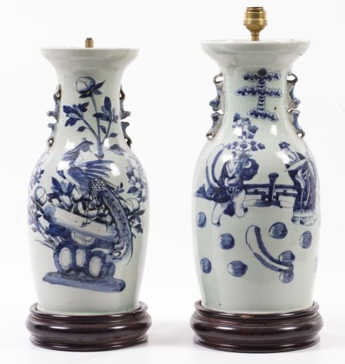 Pair of vases mounted for lamp, China, 20th century