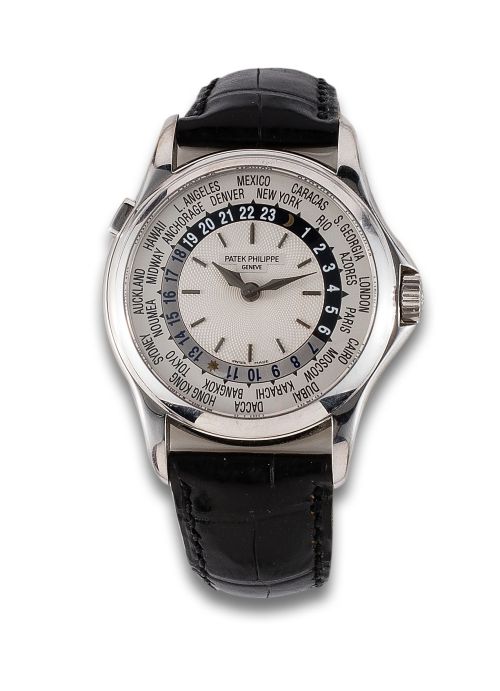 RELOJ DE PULSERA PATEK PHILIPPE WORLD TIME DE ORO BLANCO