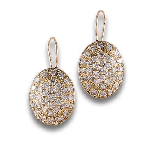 DIAMOND DANGLE EARRINGS, IN YELLOW GOLD