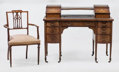 Sheraton style desk and chair, England, early 20th century