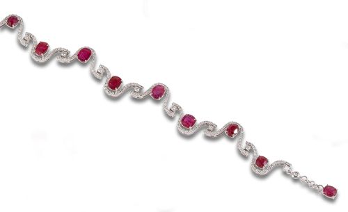 DIAMOND AND RUBY BRACELET, IN WHITE GOLD