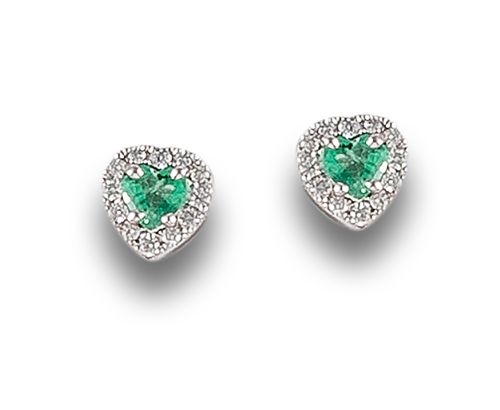 WHITE GOLD EARRINGS WITH EMERALDS AND DIAMONDS