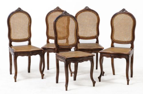 Five Louis XV style chairs, France, 19th century