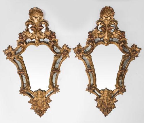 Pair of cornucopias following baroque models, Spain, 19th c