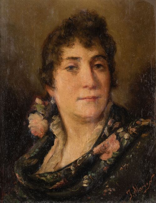 JOSÉ ALARCÓN, "Manola", Óleo sobre tabla.