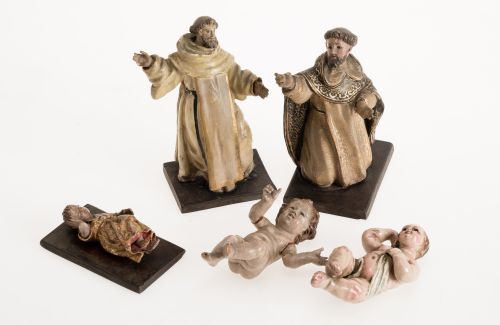 Lot of two figures of Baby Jesus, 18th-19th century