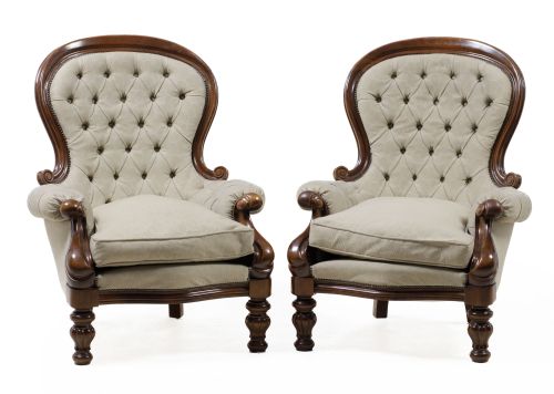 Pair of Victorian style armchairs, Spain, 20th century