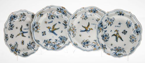 Four ceramic plates from Alcora 18th century