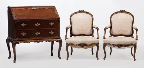 Pair of Louis XV style armchairs, Spain, 20th century