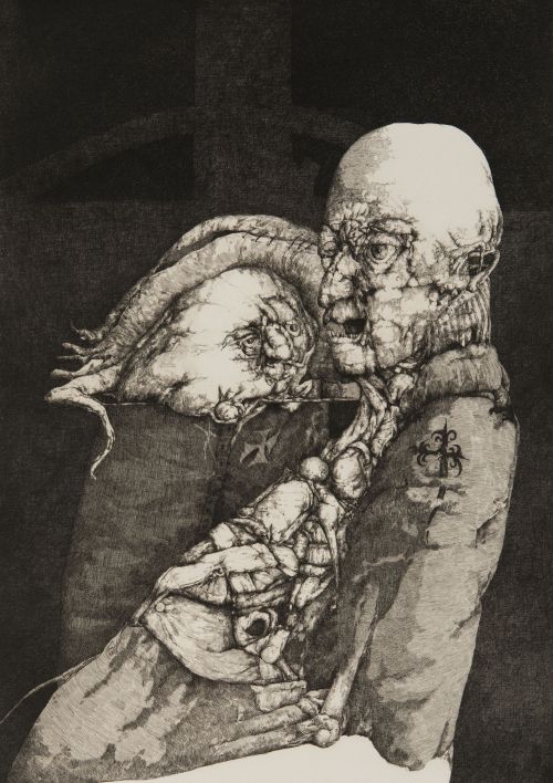 JOSÉ HERNÁNDEZ, "Malestar heredado", 1975, Aguafuerte sobre