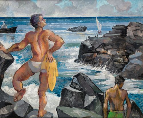 ISIDRO LÓPEZ MURIAS, "Costa cantábrica", Óleo sobre lienzo