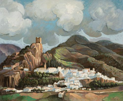 ISIDRO LÓPEZ MURIAS, "Zahara de la Sierra, Cádiz", Óleo sob