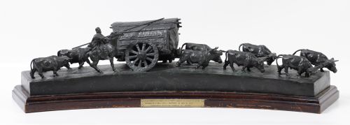 "La carreta", escultura de bronce según un modelo de José B