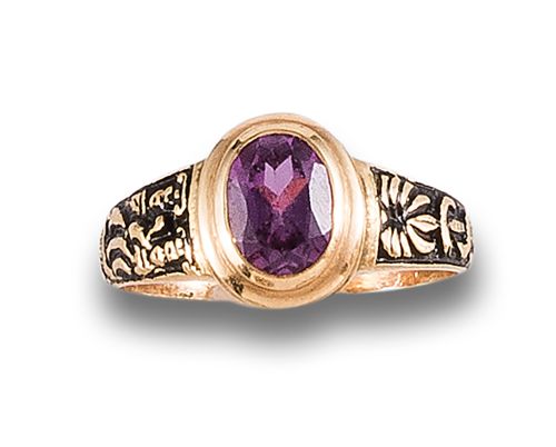 GOLD RING WITH FRENCH ROSE AND ENAMELS