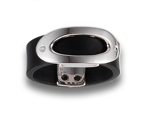 RUBBER RING WITH WHITE GOLD AND DIAMONDS