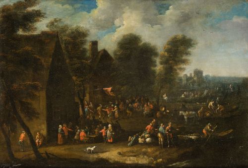 JEAN FRANÇOIS VAN BREDAEL, "Kermese", 1751?, Óleo sobre cob