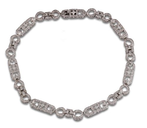 NECKLACE, ART DECO STYLE, WITH DIAMONDS AND WHITE GOLD