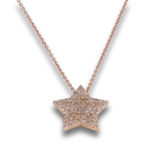 COLGANTE ESTRELLA DE DIAMANTES, EN ORO ROSA CON CADENITA