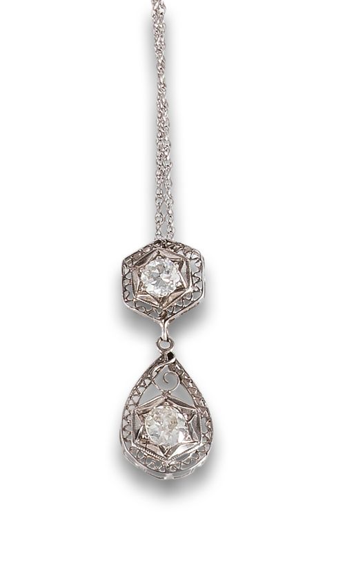 PENDANT, 1920s, WITH DIAMONDS, GOLD AND SILVER