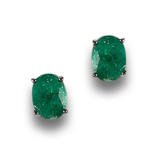 EMERALD EARRINGS, IN BLUE GOLD