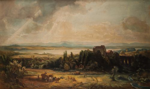 ANÓNIMO, "Paisaje con ganado", Óleo sobre lienzo