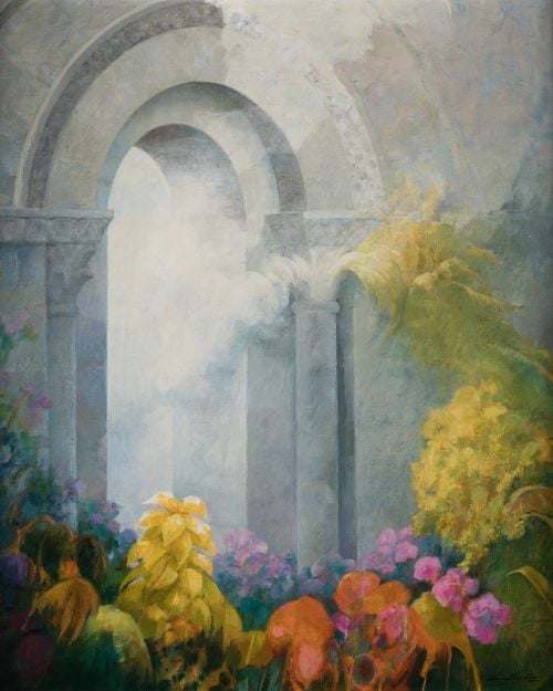 FRANCISCO LORENZO TARDON Segovia (1937) "Portico with flowe