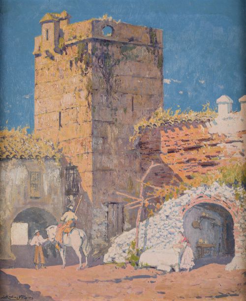 EDUARDO MARTÍNEZ VÁZQUEZ, "Castillo de Marchenilla", Óleo s