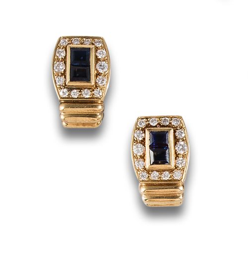 GOLD EARRINGS WITH SAPPHIRES AND DIAMONDS