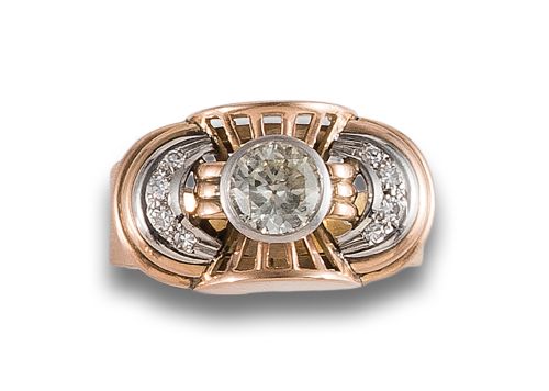 CHEVALIER RING IN GOLD AND PLATINUM WITH DIAMONDS