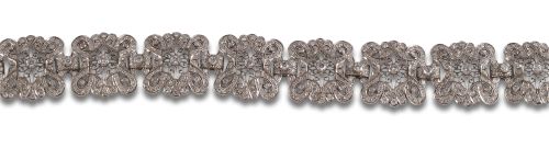 PULSERA, ESTILO BELLE EPOQUE DE DIAMANTES, EN PLATINO