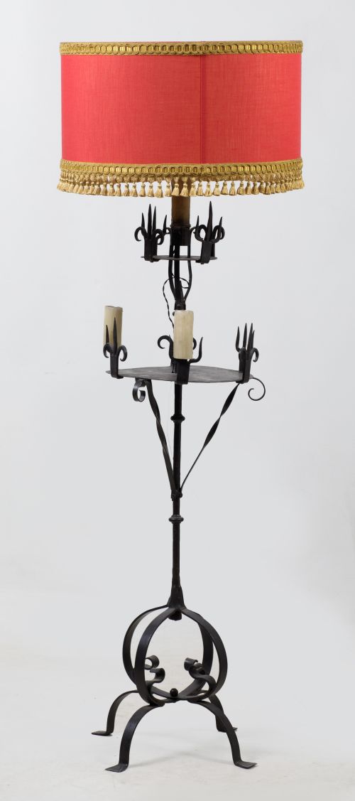 Iron floor lamp following antique models, Spain, 20th centu