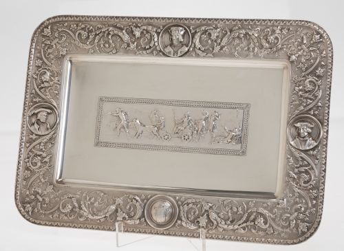 Hallmarked 916 silver tray, 20th century