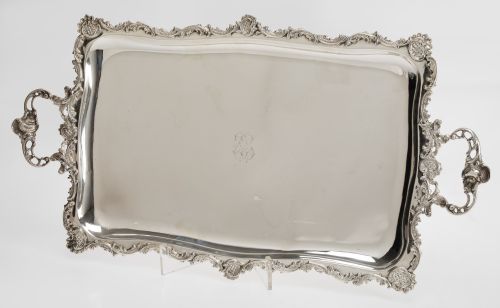 Rectangular tray with silver handles in its color, Madrid V