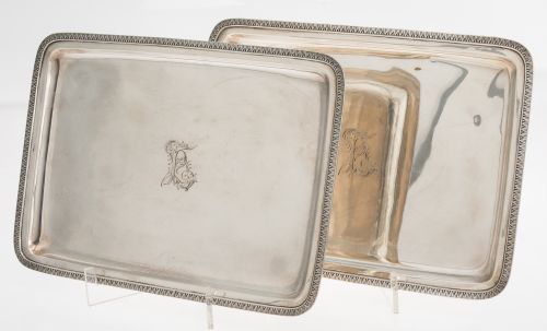 Pair of rectangular trays of hallmarked Spanish silver with