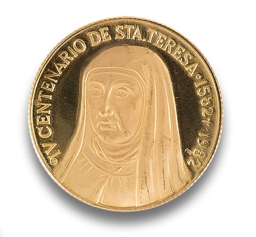 MONEDA CONMEMORATIVA DE SANTA TERESA EN ORO