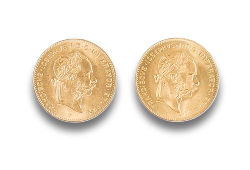 DOS MONEDAS DE CUATRO FLORINES EN ORO 