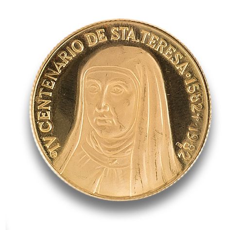 MONEDA EN ORO DE SANTA TERESA Y JUAN PABLO II