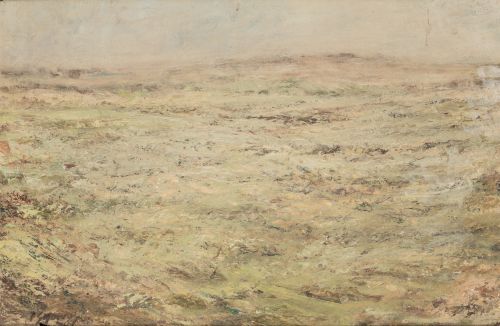 ANÓNIMO, "Paisaje", 1961, Óleo sobre tablex entelado