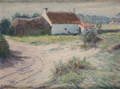 RODOLPHE PAUL WYTSMAN, "Paisaje rural", Óleo sobre tabla.