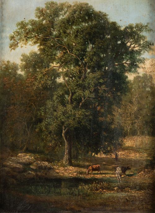 ANONYMOUS (19th century) "Landscape with animals"