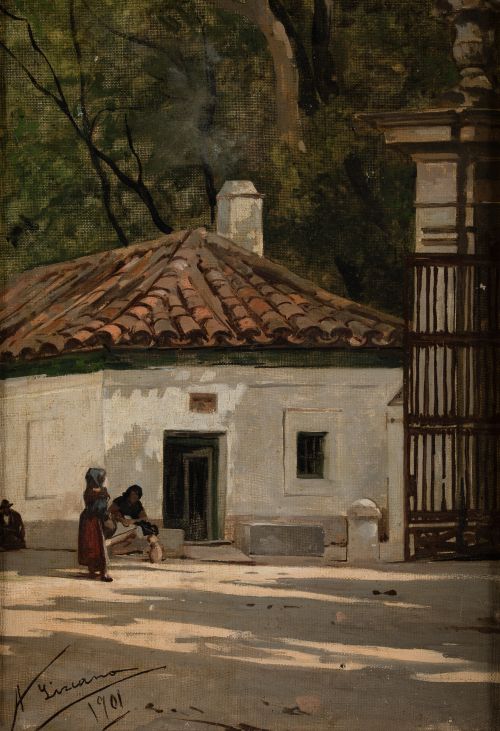 ÁNGEL LIZCANO, "Puerta de la Moncloa", 1901, Óleo sobre lie