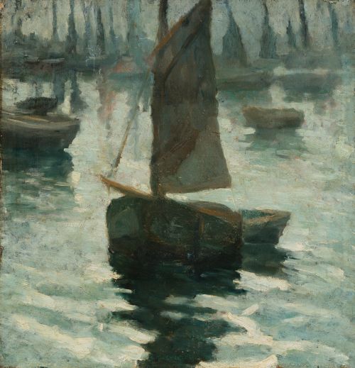 ENRIQUE  MARTÍNEZ-CUBELLS RUIZ, "Barcos", Óleo sobre lienzo