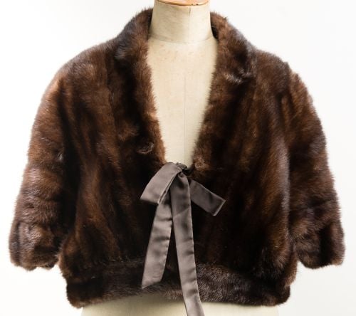 Bolero jacket in dark brown mink fur