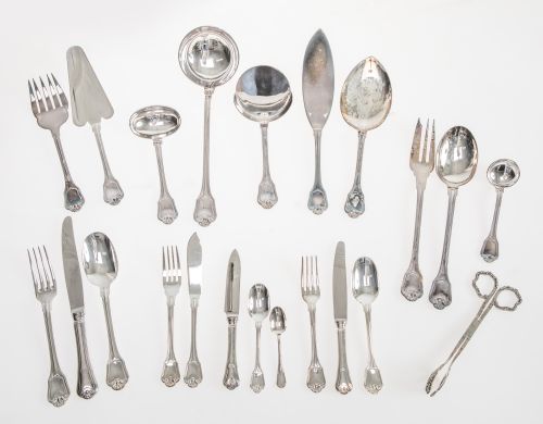 Silver plated metal cutlery, Port Royal model, Christofle,