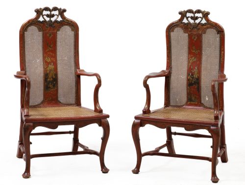 Pair of Queen Anne style arm chairs