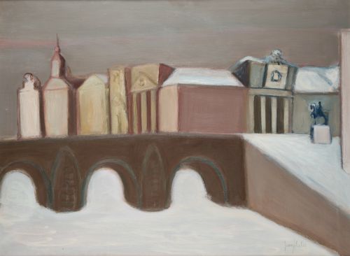 JUAN ALCALDE, “Puente-Escocolmo”, Óleo sobre lienzo